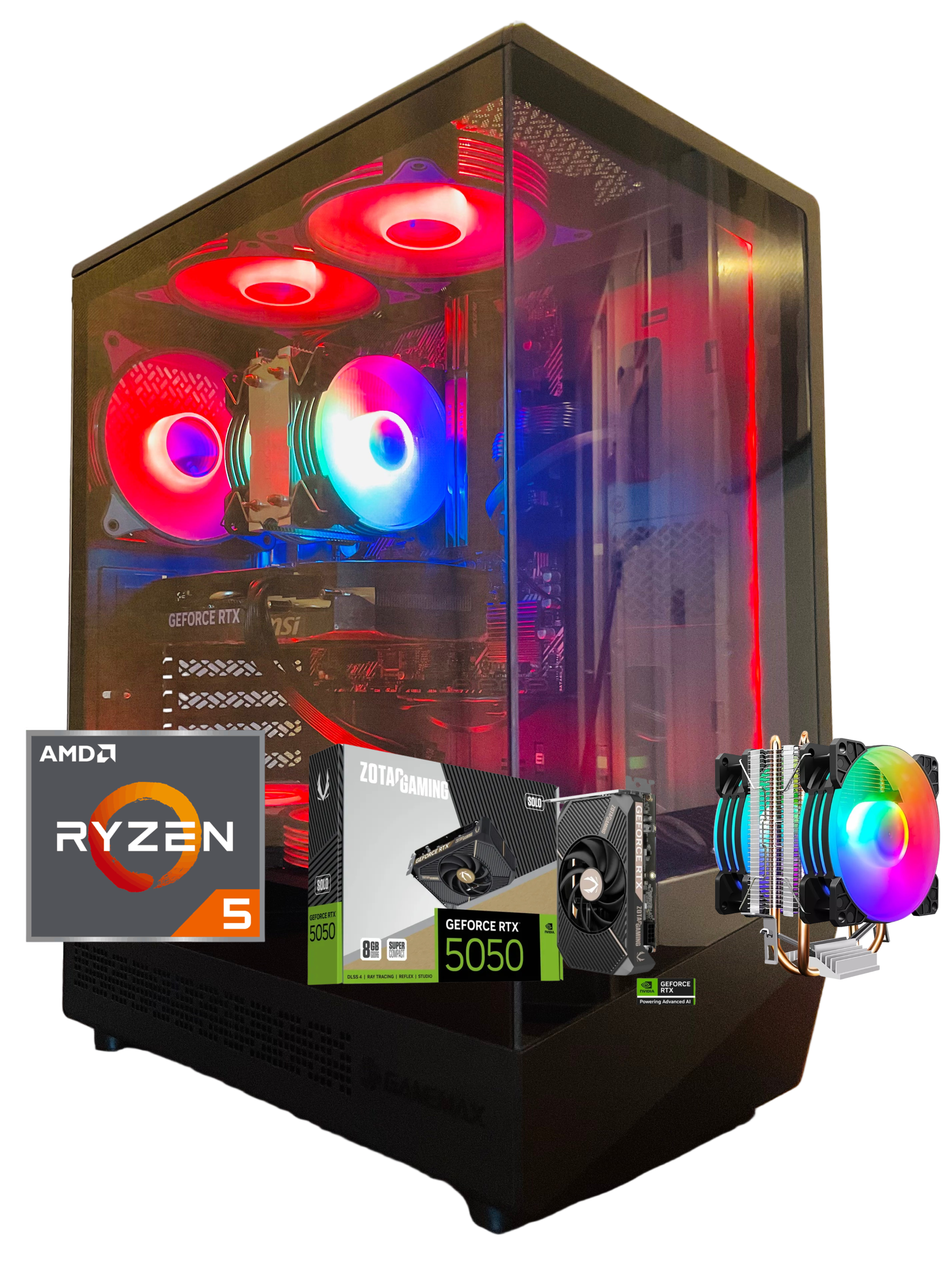 PC Gamer 🧊 RED ICE 🧊, Ryzen 5 5500, RTX 5050